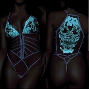 Honey Birdette Valeria Glow In The Fark Bodysuit Plausuit